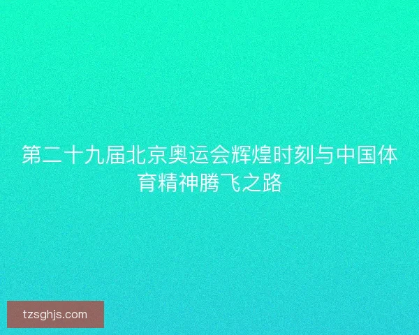 第二十九届北京奥运会辉煌时刻与中国体育精神腾飞之路