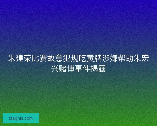 朱建荣比赛故意犯规吃黄牌涉嫌帮助朱宏兴赌博事件揭露